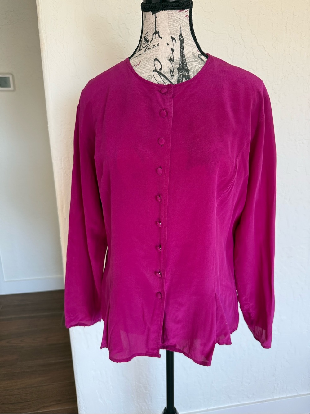 Vintage 100% Silk Magenta Blouse